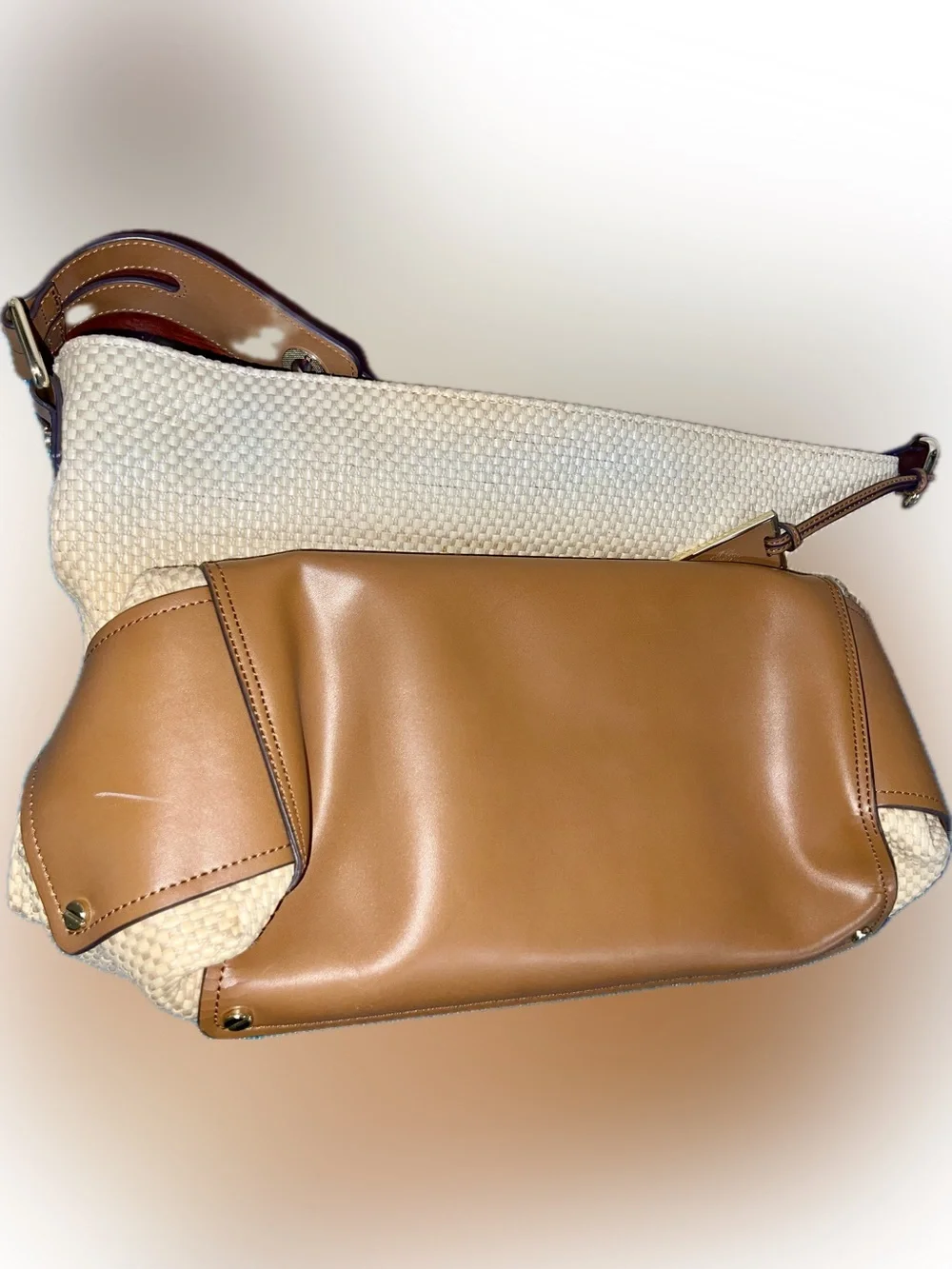 Vince Camuto Straw & Leather Hobo Bag